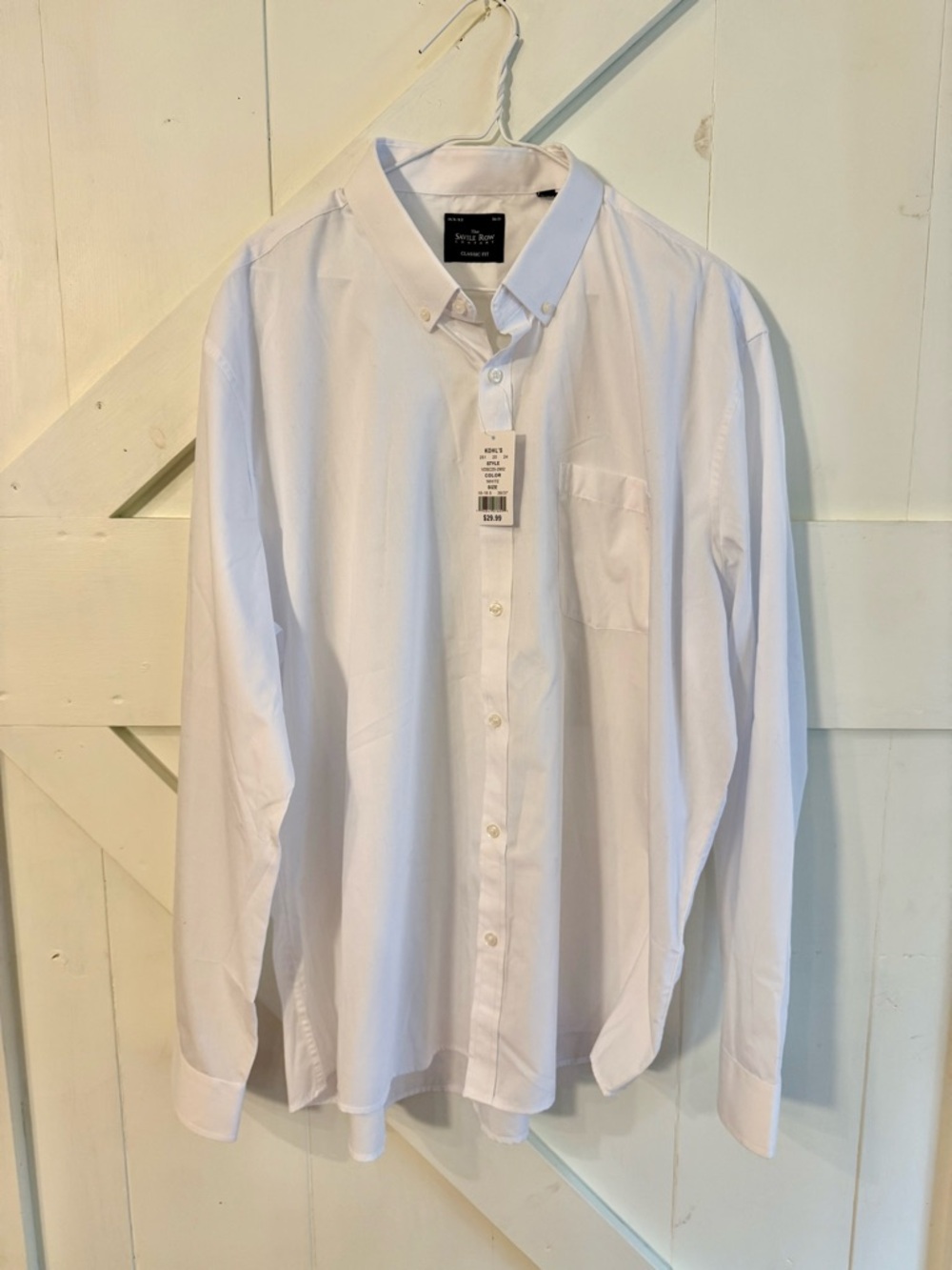 NWT Savile Row Classic Fit White Dress Shirt Men’s XXL 18-18.5 36/37